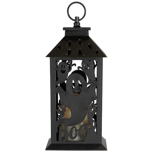 11" Black Ghosts Halloween LED Candle Lantern